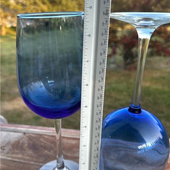 Pier 1 Cobalt Blue Balloon Clear Water Wine Goblets Stemware Set Of 3 - Picture 2 of 8